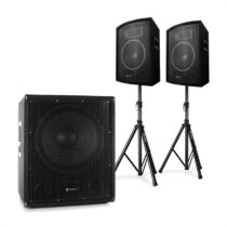 2.1 aktívna PA DJ sada s bi-amp subwooferom, s párom 10" reproduktorov & statívmi Electroni...