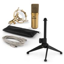 MIC-900G V1, USB mikrofónová sada, zlatý kondenzátorový mikrofón + stolný statív Auna