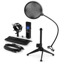 MIC-900B-LED V2, trojdielna USB mikrofónová sada, kondenzátorový mikrofón + pop-filter + stolný stat...