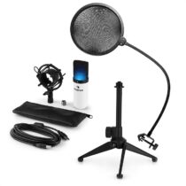 MIC-900WH-LED V2, trojdielna USB mikrofónová sada, kondenzátorový mikrofón + pop-filter + stolný sta...