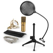 MIC-900G-LED V2, trojdielna USB mikrofónová sada, kondenzátorový mikrofón + pop-filter + stolný stat...