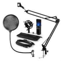 MIC-900B-LED, USB mikrofónová sada V4, čierna, kondenzátorový mikrofón, pop filter, mikrofónové rame...