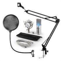 MIC-900S-LED, USB mikrofónová sada V4, strieborná, kondenzátorový mikrofón, pop filter, mikrofónové ...