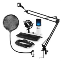 MIC-900WH-LED, USB mikrofónová sada V4, biela, kondenzátorový mikrofón, pop filter, mikrofónové rame...