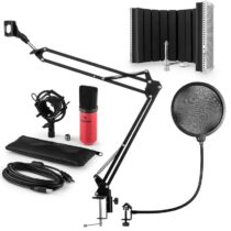 MIC-900RD USB mikrofónová sada V5, červená, kondenzátorový mikrofón, pop filter, akustická clona, ra...