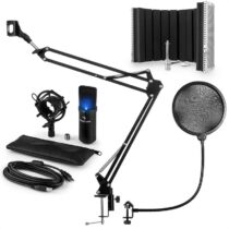 MIC-900B-LED USB mikrofónová sada V5, čierna, kondenzátorový mikrofón, pop filter, akustická clona, ...