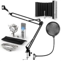 MIC-900S-LED, USB mikrofónová sada V5, strieborná, kondenzátorový mikrofón, pop filter, akustická cl...