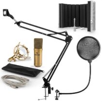 MIC-9005G V5, mikrofónová sada, kondenzátorový mikrofón, pop-filter, resorpčný panel, rameno, zlatá ...