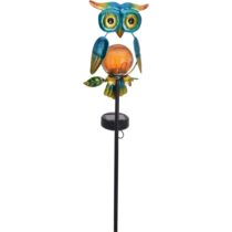 Solárna lampa Owl modrá, 12 x 6 x 54 cm