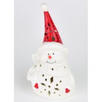 Vianočná dekorácia Keramický snehuliak s LED, 6,5 x 5,3 x 12,3 cm
